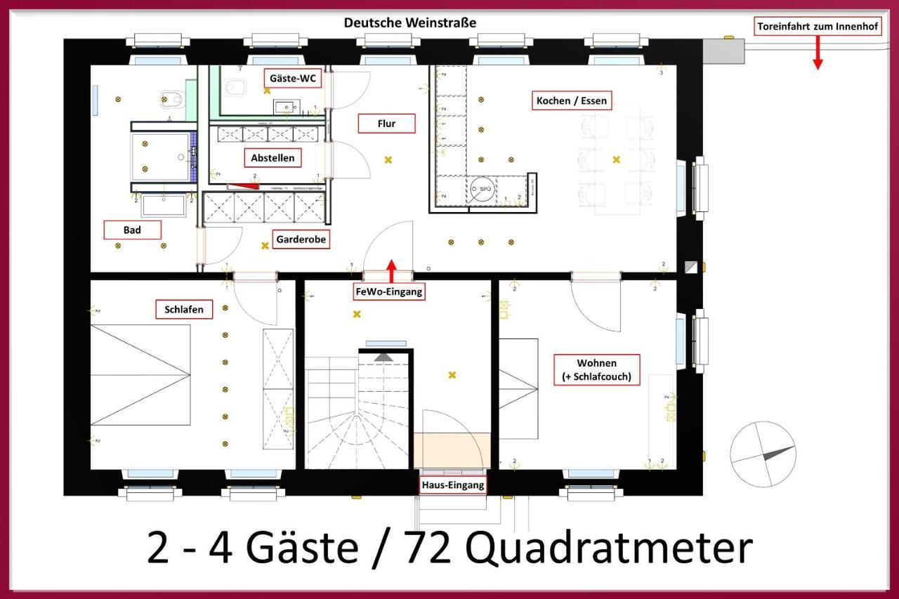 Neue90 - Fewo Steinacker, Weinstrasse Kallstadt Pfalz, 2Zkb - Keine Monteure Exteriér fotografie